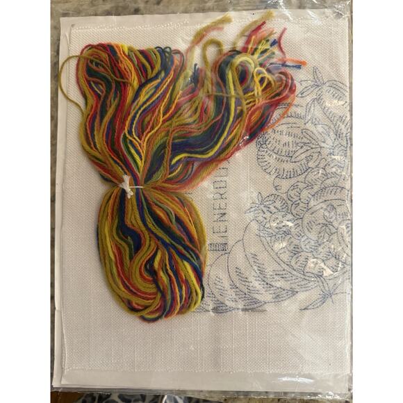 VTG. Vogart Crewel Kit 2305 Thanksgiving Cornucopia Horn Of Plenty Fruits NEW - Picture 3 of 3